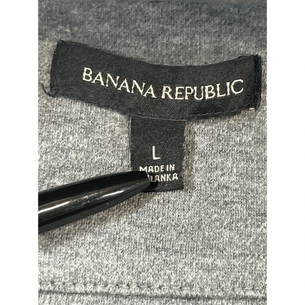 Banana Republic Quarter Zip Mens L Gray 100%‎ Cotton Pullover Mock Neck Sweater